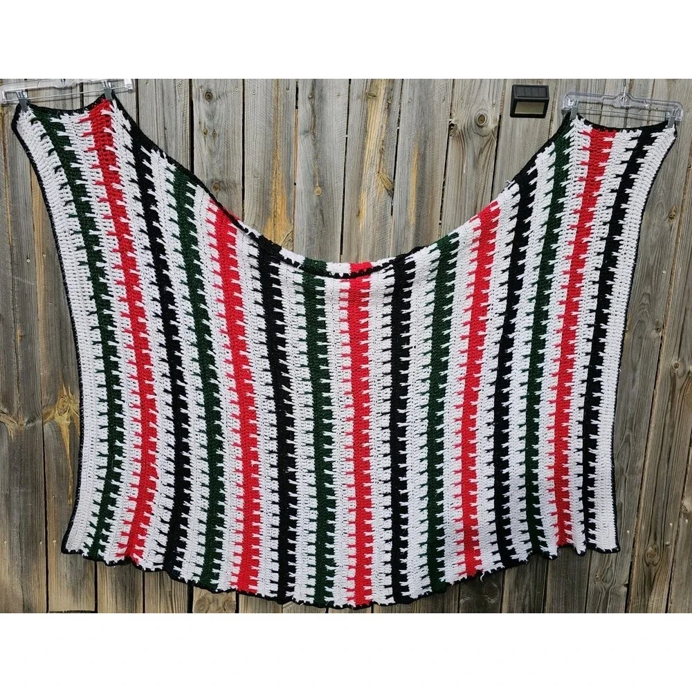 Vintage Large Colorful Crocheted Afghan Blanket Throw 26x51 Handwoven Grannycore